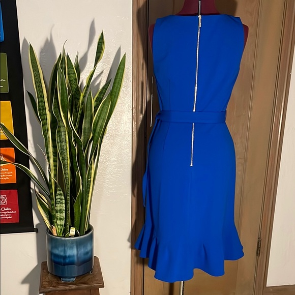 Calvin Klein Blue Ruffle Sleeveless Dress - Picture 2 of 14